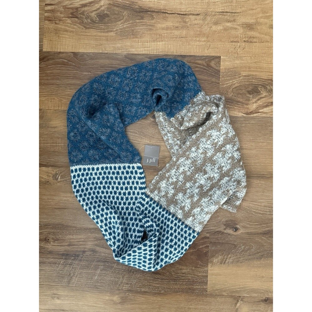 J Jill womens‎ infinity woven scarf Peacock Knit  10" wide acrylic NWT